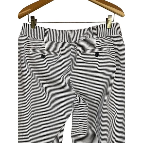 Talbots Signature Ankle Pant Women Size 8 Striped Black Cream Mid Rise Stretch - Picture 4 of 10